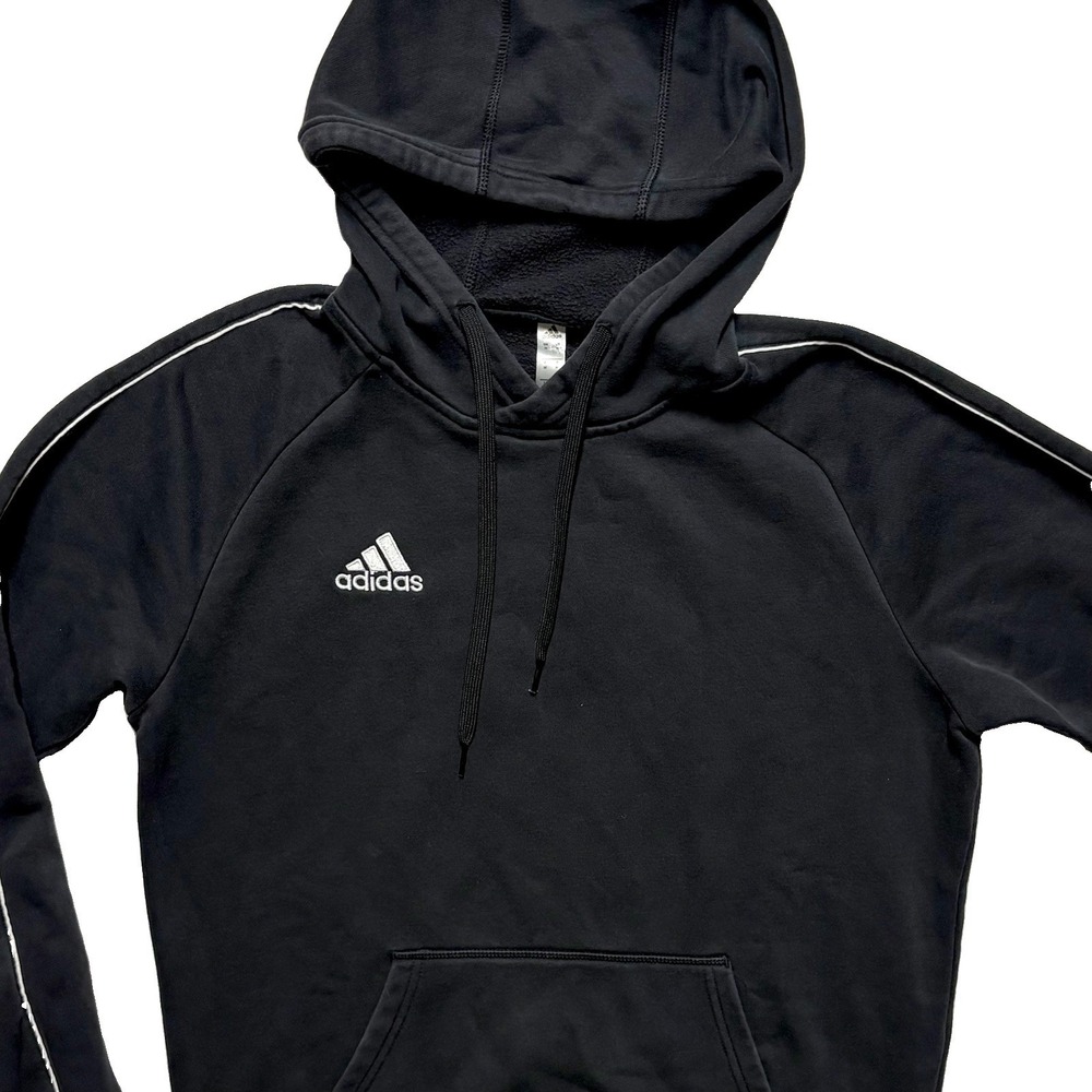 Adidas Core 18 Hoodie Sweatshirt Black Pullover Kangaroo Pocket Embroidered Sz M